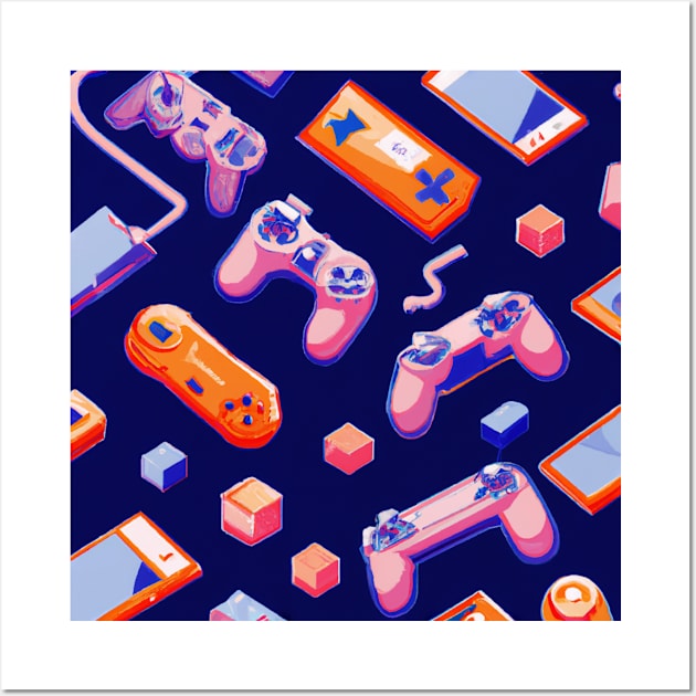 Funky Gamer Decor Pattern Wall Art by Boztik-Designs